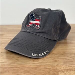 Unisex Life Is Good Cap with patriotic Dog Patch